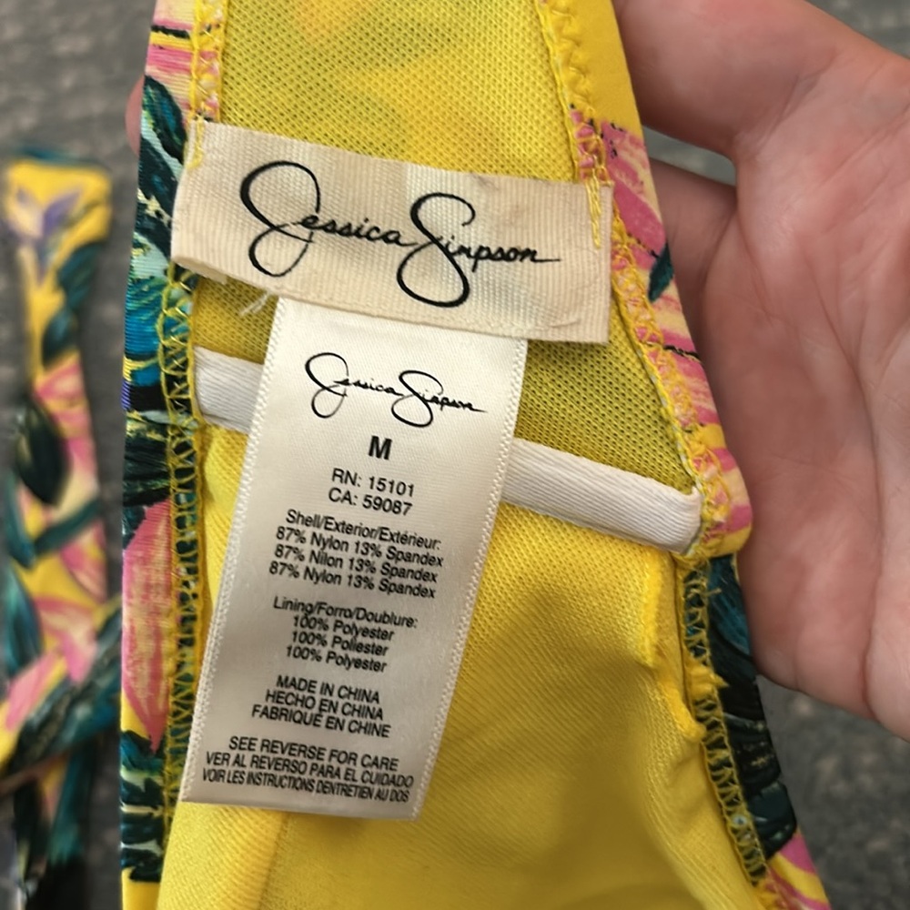 Jessica Simpson Floral Highwaisted Yellow Bikini Set - Picture 2 of 3